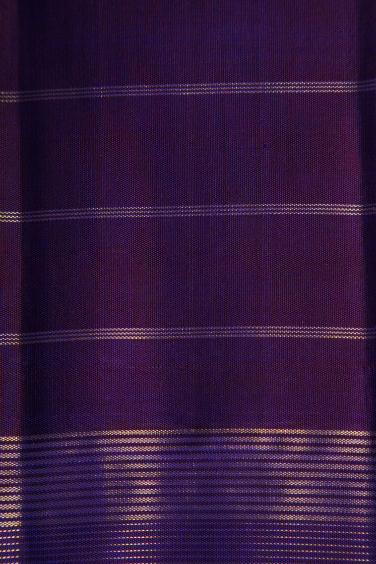 Bosenberry Purple Kanchipuram Silk Sarees with Gold Zari Checks And Puttas view 3