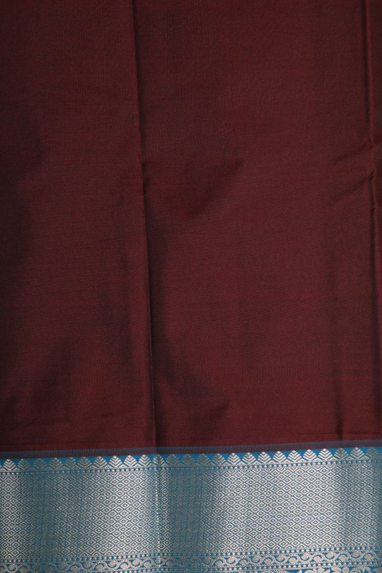 Penny Brown Visiri Madippu Silk Sarees with Silver Zari Floral Patterns view 3