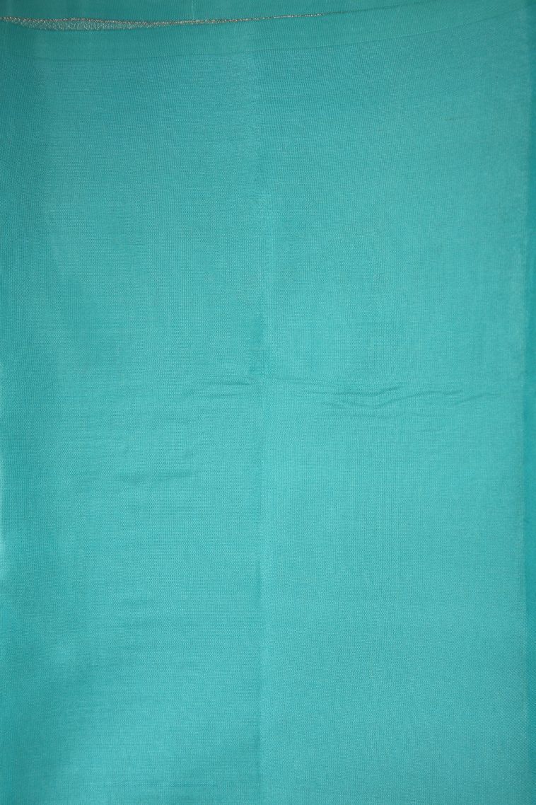 Sapphire Blue Silk Sarees with Gold Zari Floral Patterns view 3