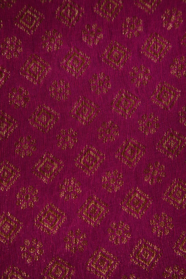 Magenta Purple Banaras Sarees with Gold Zari Plain view 3