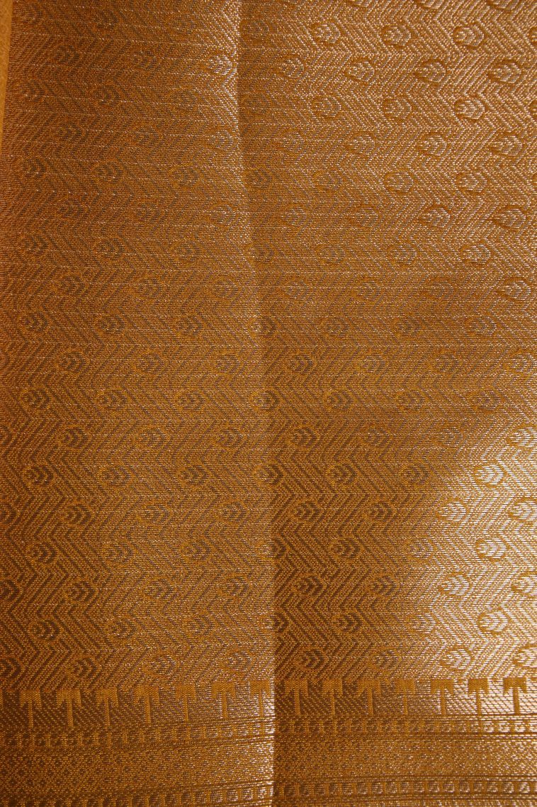 Peacock Blue Jute Sarees with Gold Zari Floral Puttas view 3