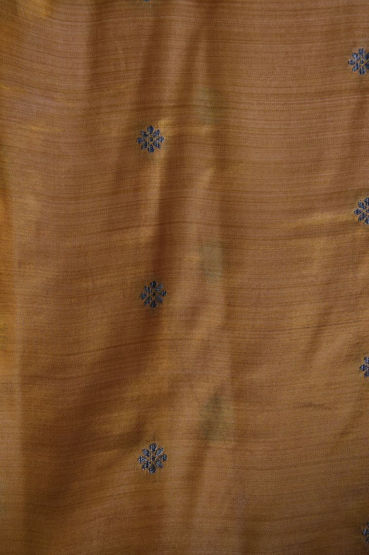 Honey Orange Raw Silk Sarees with Without Zari Zari Floral Patterns view 3