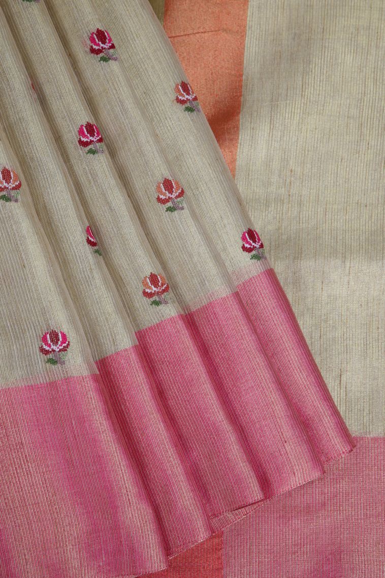 Sand Yellow Tissue Silk Sarees with Without Zari Zari Floral Patterns view 1