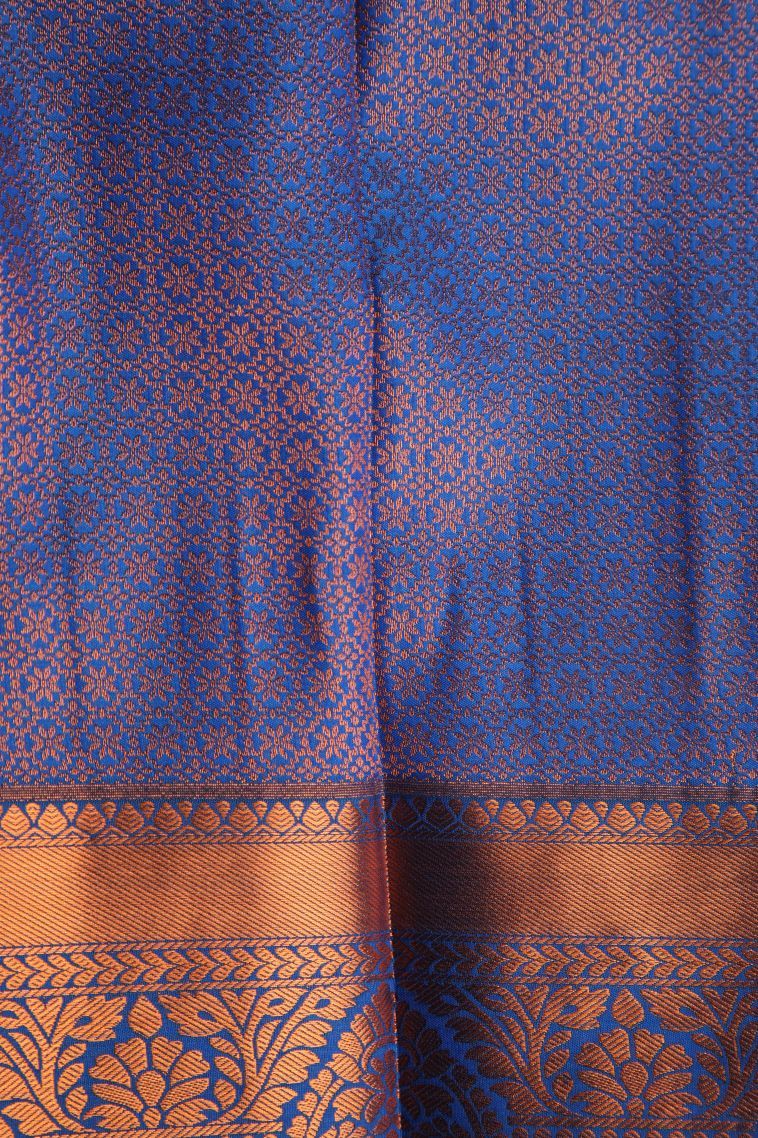 Rose  Red Visiri Madippu Silk Sarees with Copper Zari Floral Patterns view 3