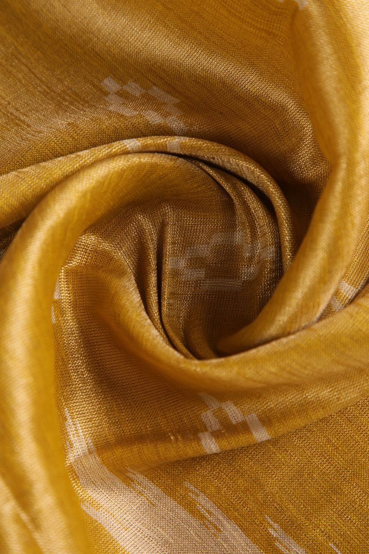 Gold Semi Raw Silk Printed with Gold Zari Floral Puttas view 4