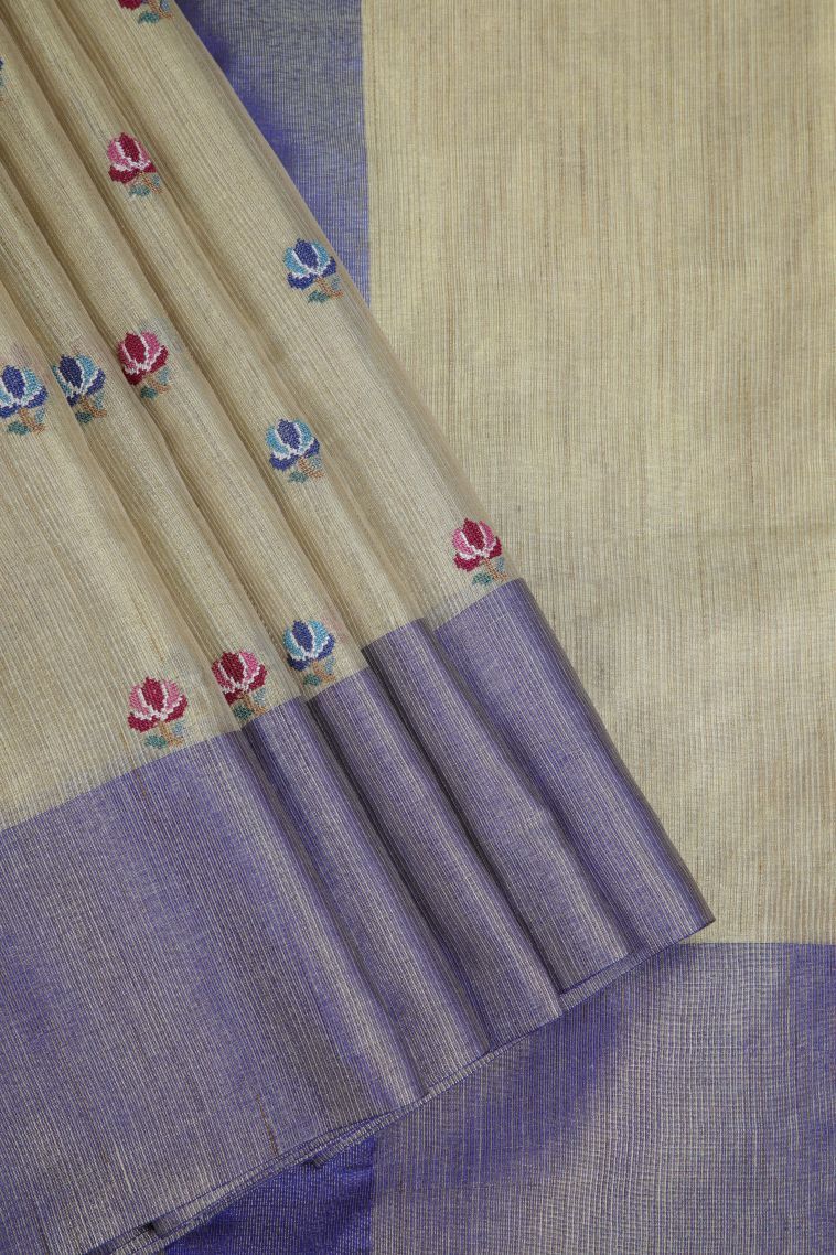 Sand Yellow Tissue Silk Sarees with Without Zari Zari Floral Patterns view 1