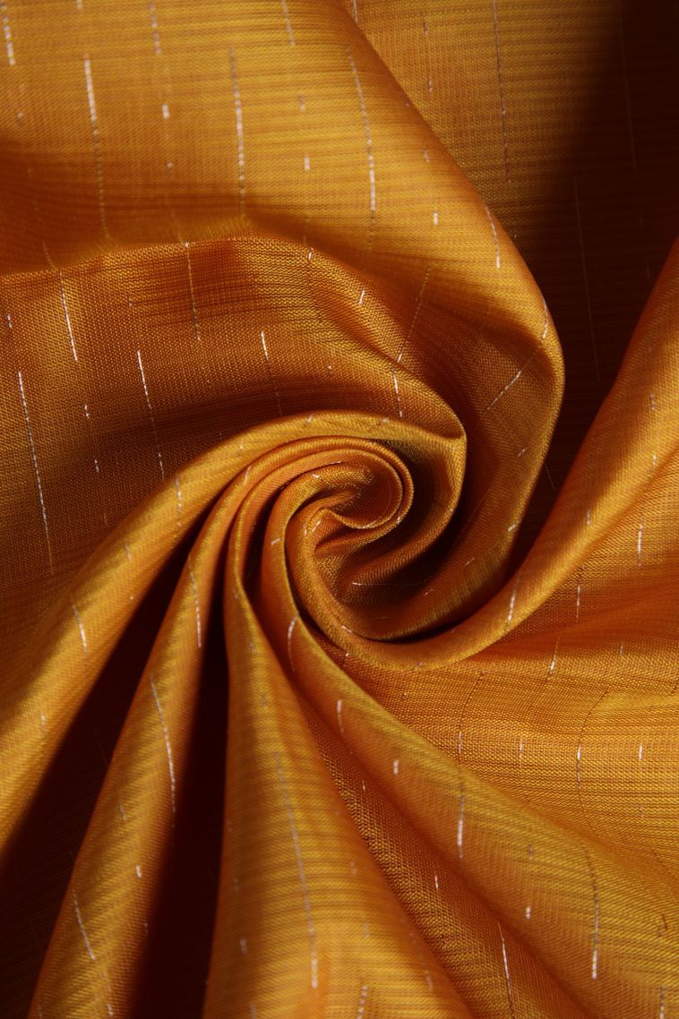 Honey Orange Soft Silk Saree with Gold Zari Stripes view 4