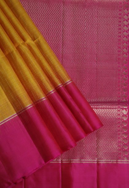 Honey Orange Soft Silk Saree with Gold Zari Stripes