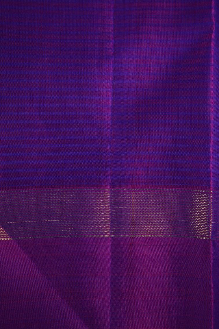 Lapis Blue Kanchipuram Silk Sarees with Gold Zari Manga view 3