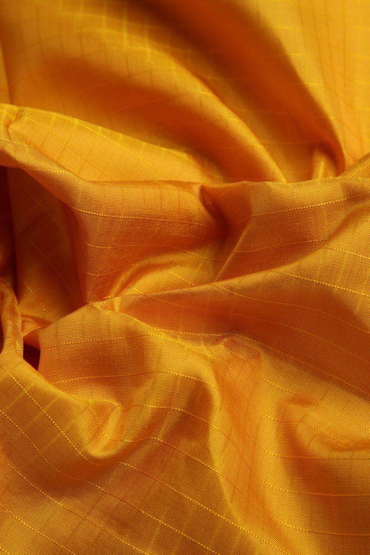 Merigold Orange Soft Silk Saree with Gold Zari Checks view 4