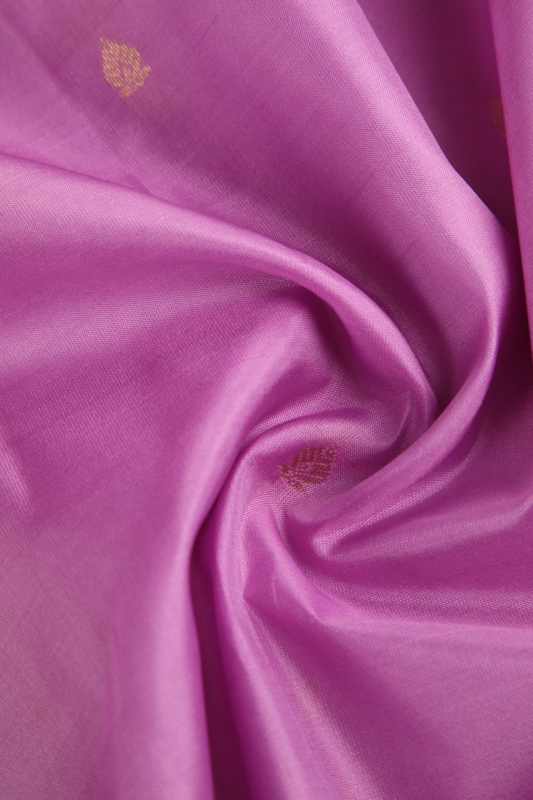 Lean Pink Soft Silk Saree with Gold Zari Buttis (small Dots Or Motifs) view 4
