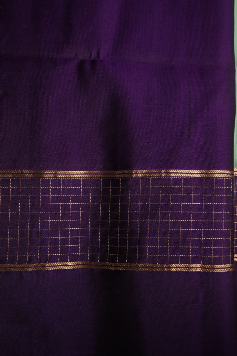 Mint Green Soft Silk Saree with Gold Zari Buttis (small Dots Or Motifs) view 3