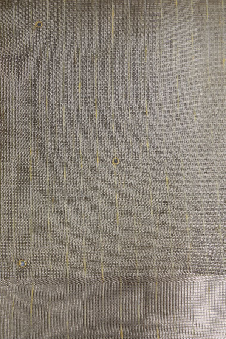 Shortbread Yellow Organza Saree with Silver Zari Floral Patterns view 3