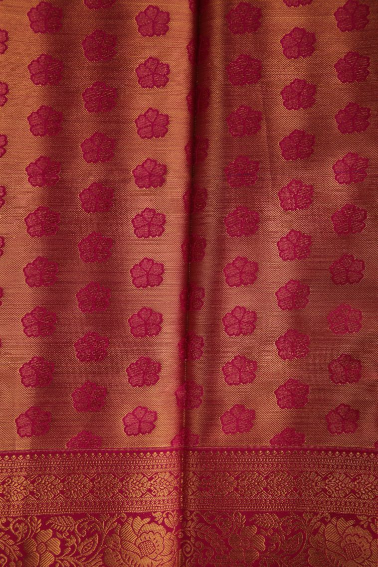 Azure Blue Visiri Madippu Silk Sarees with Gold Zari Floral Patterns view 3