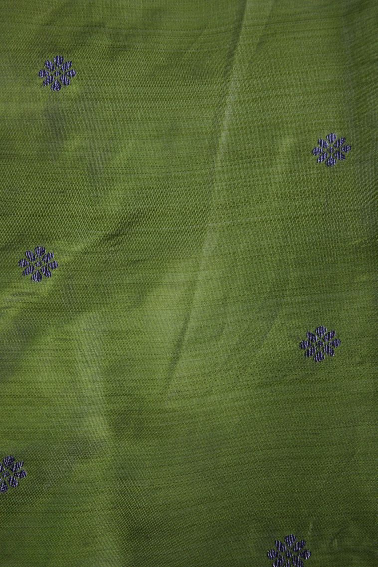 Pickle Green Raw Silk Sarees with Without Zari Zari Floral Patterns view 3