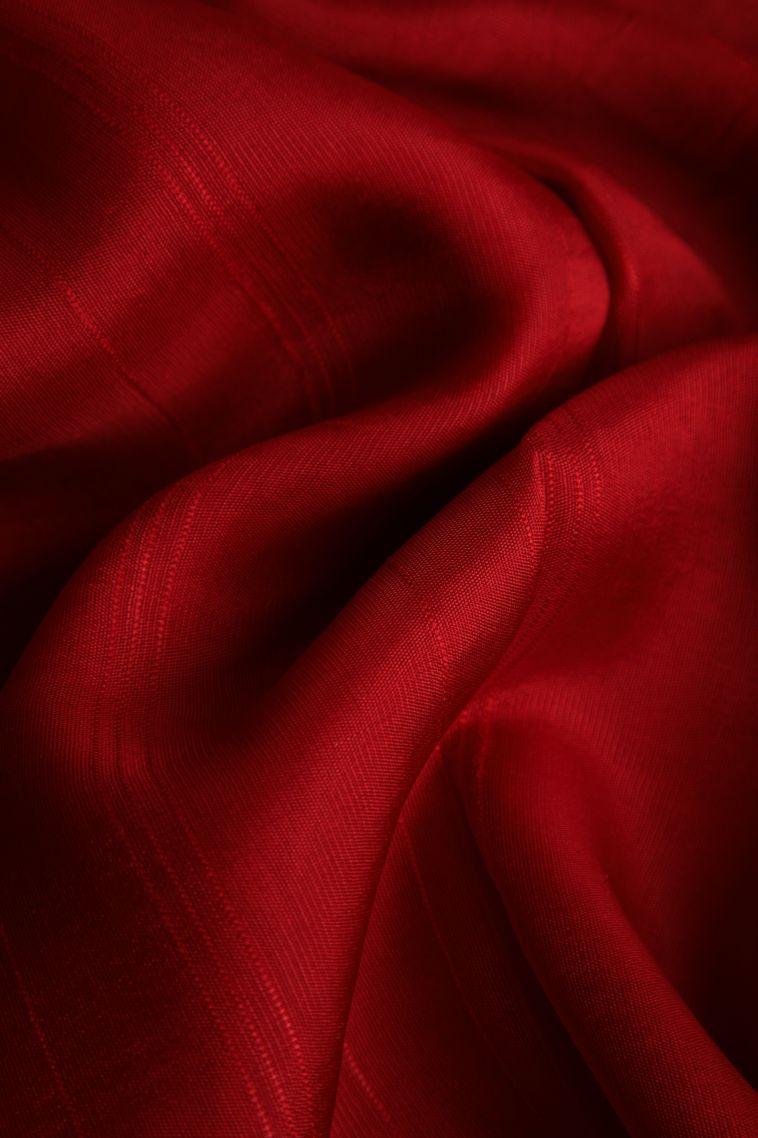 Cherry  Red Banaras Sarees with Gold Zari Plain view 4
