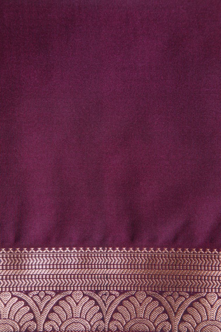 Granite Black Soft Silk Saree with Copper Zari Geometric Shapes view 3