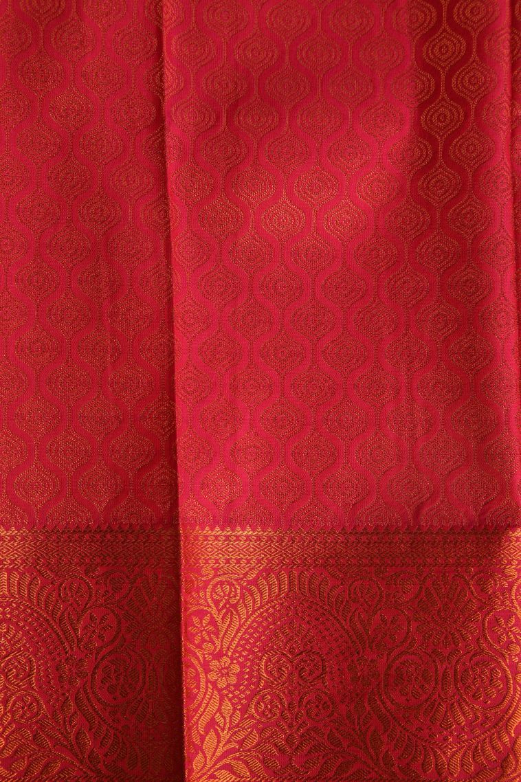 Forest Green Visiri Madippu Silk Sarees with Copper Zari Floral Patterns view 3