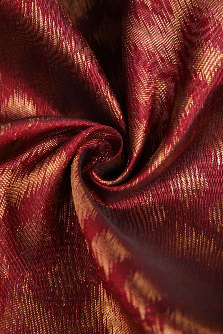 Bindi Red Kanchipuram Silk Sarees with Gold Zari Geometric Shapes view 4