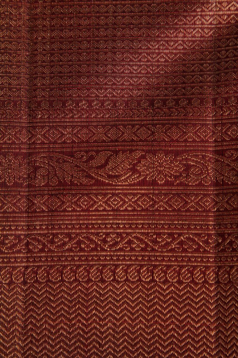 Bindi Red Kanchipuram Silk Sarees with Gold Zari Geometric Shapes view 3