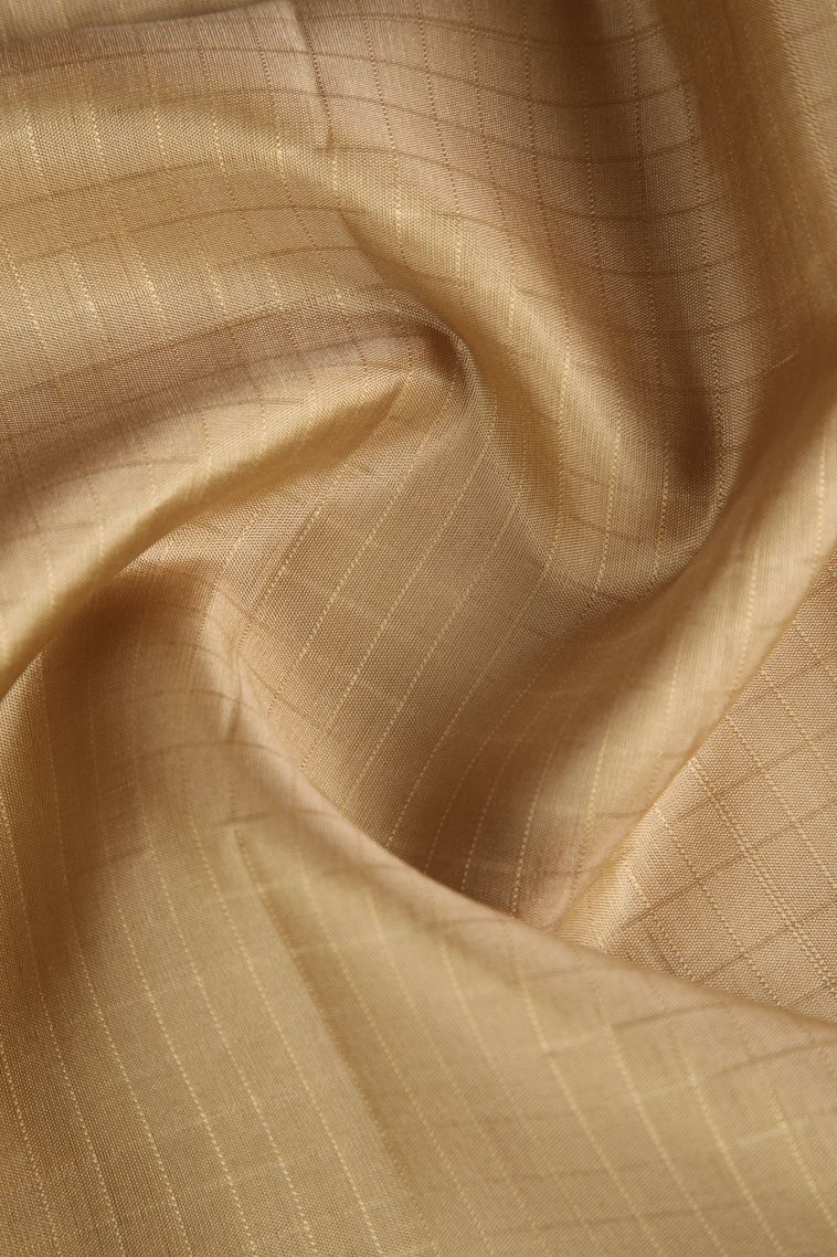Beige Yellow Soft Silk Saree with Gold Zari Checks view 4