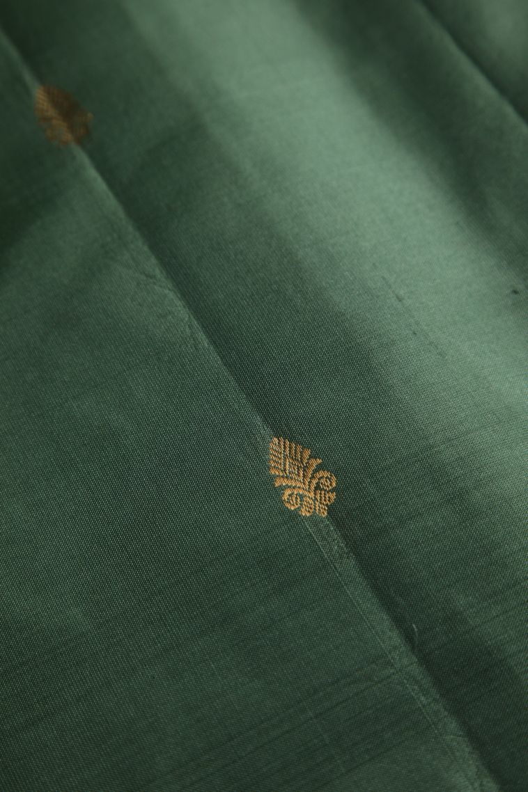 Mint Green Soft Silk Saree with Gold Zari Buttis (small Dots Or Motifs) view 4