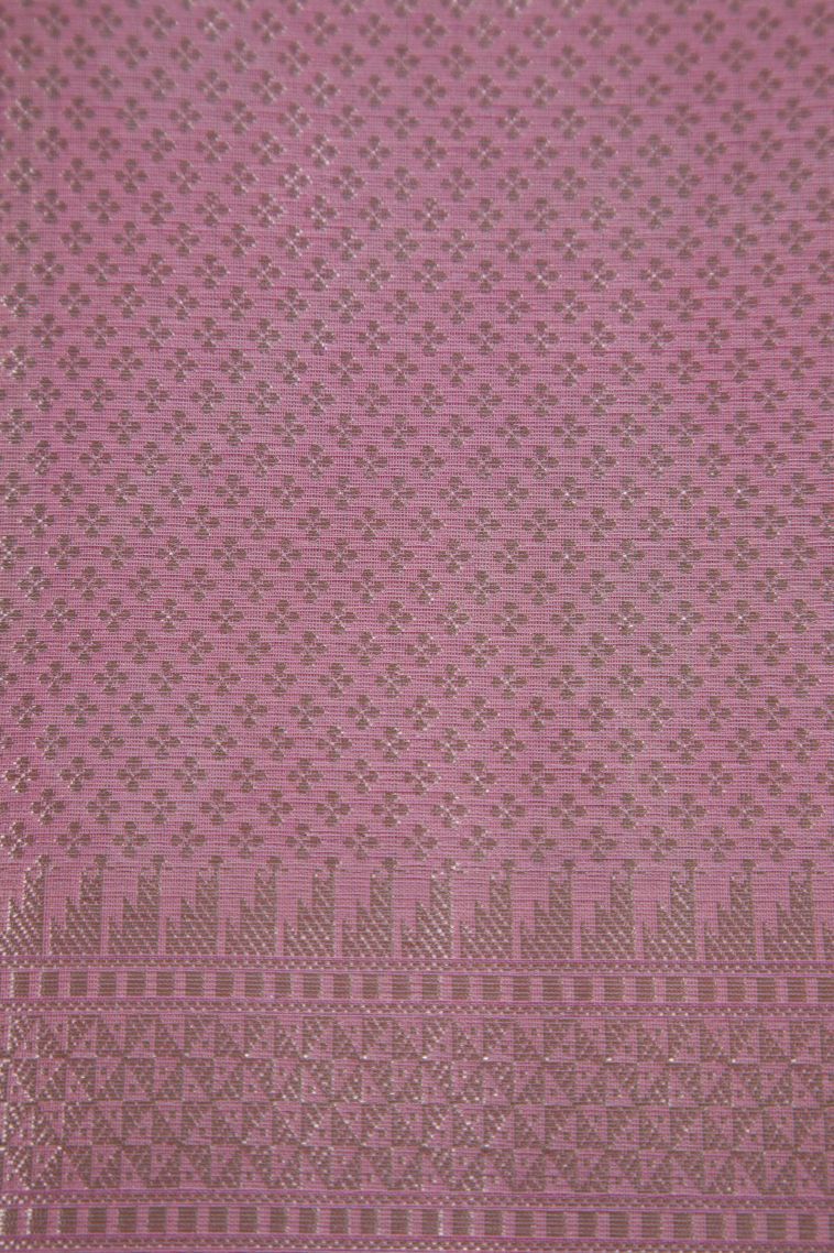 Ballet Pink Organza Saree with Copper Zari Floral Patterns view 3