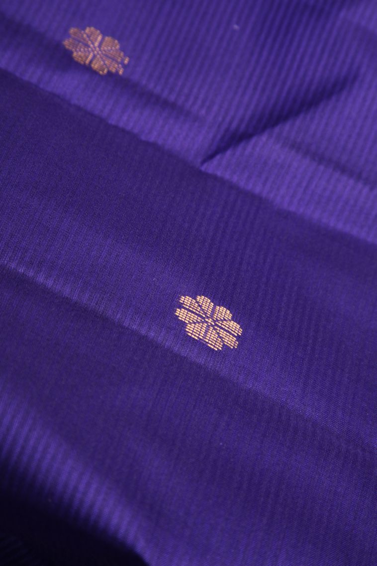 Azure Blue Soft Silk Saree with Gold Zari Floral Puttas view 4