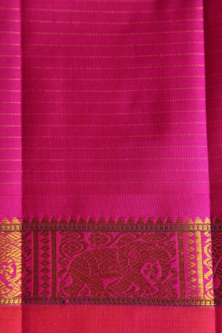 Cream White Kanchipuram Silk Sarees with Gold Zari Checks view 3