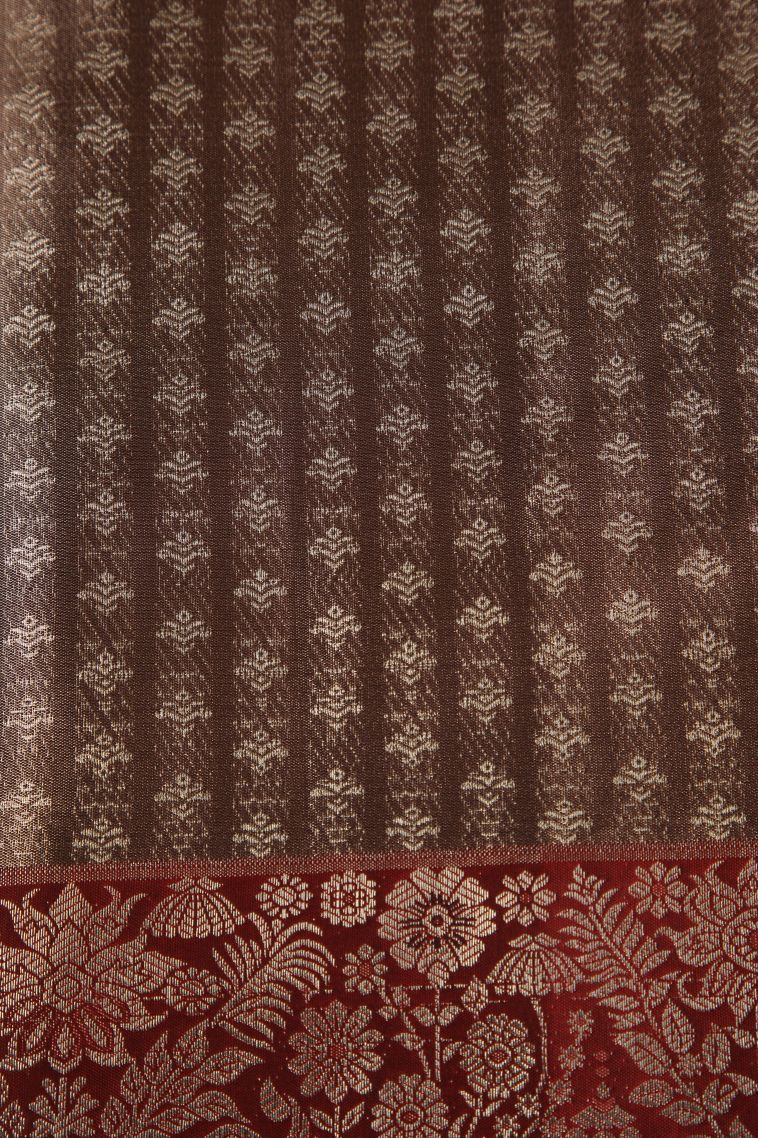 Shortbread Yellow Tissue Silk Sarees with Gold Zari Floral Patterns view 3