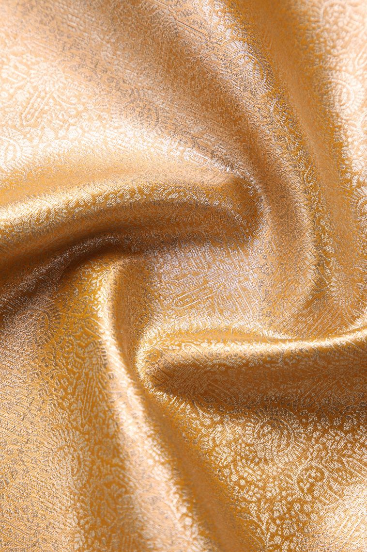 Shortbread Yellow Tissue Silk Sarees with Gold Zari Floral Patterns view 4