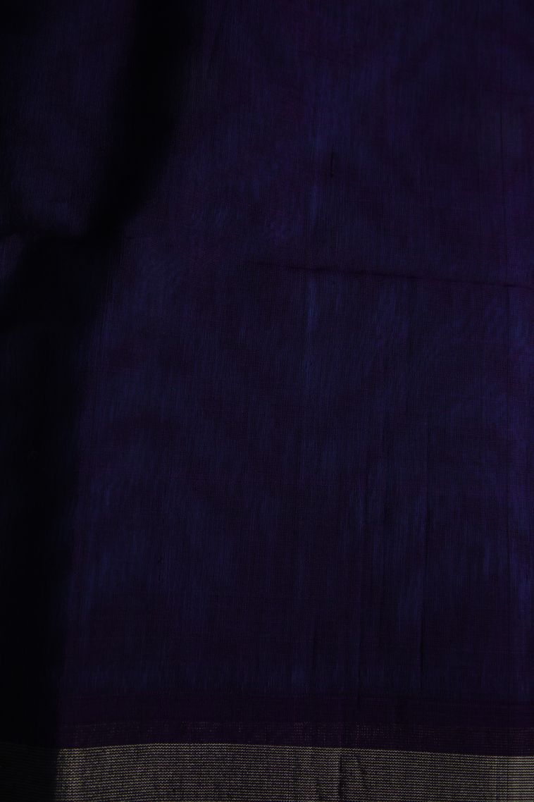 Cerulean Blue Pochampalli Saree with Gold Zari Geometric Shapes view 3