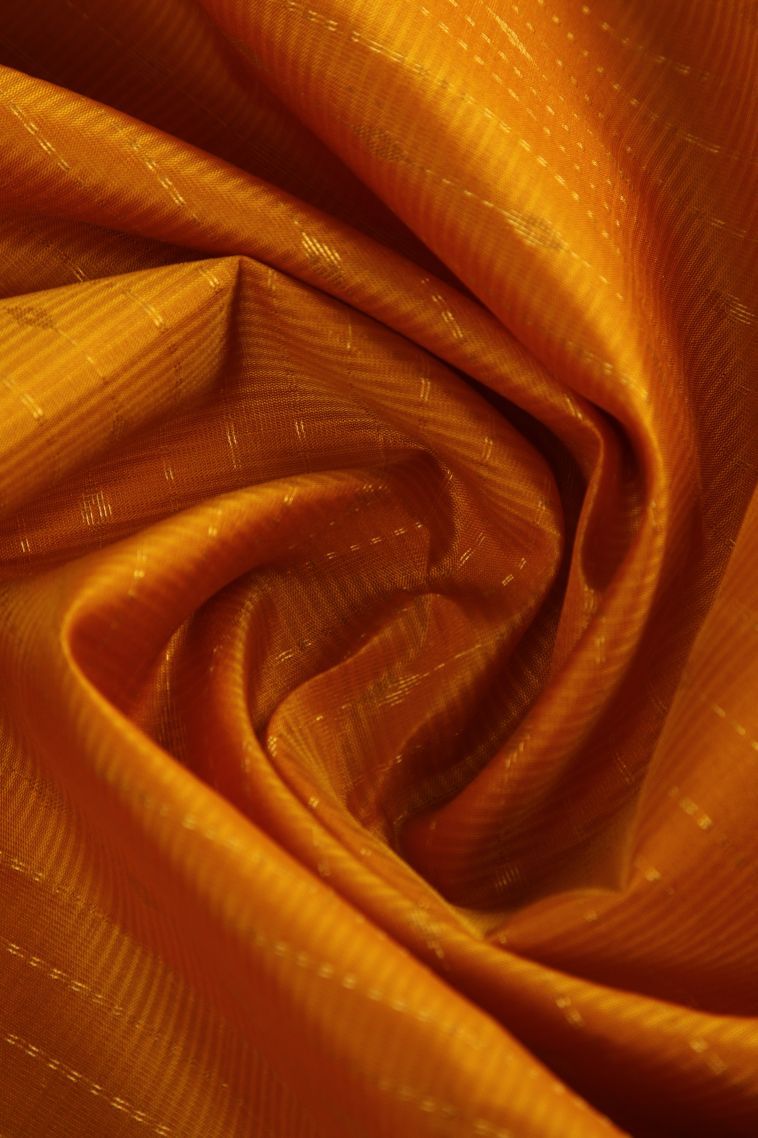 Marmalade Orange Soft Silk Saree with Gold Zari Raindrops Model view 4