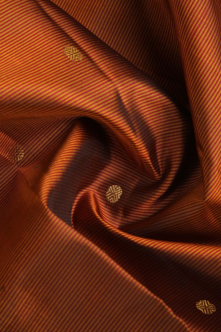 Ginger Orange Kanchipuram Silk Sarees with Gold Zari Buttis (small Dots Or Motifs) view 4