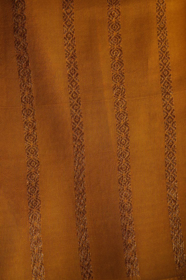 Merigold Orange Banaras Sarees with Gold Zari Buttis (small Dots Or Motifs) view 3