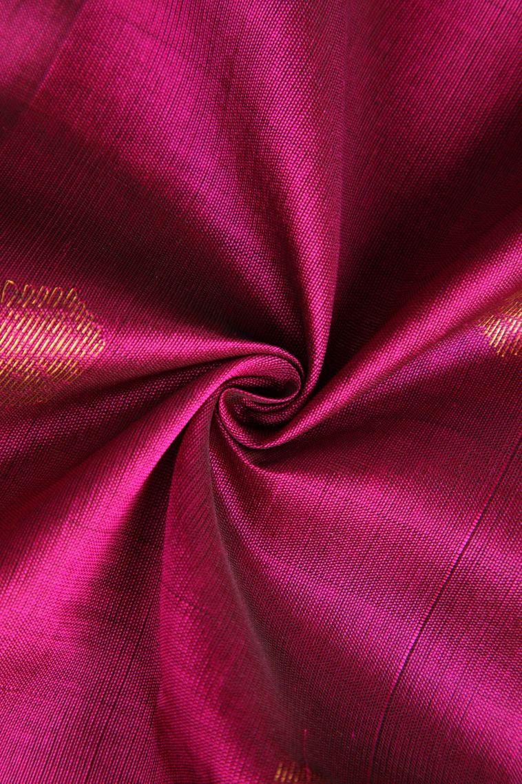 Magenta Purple Silk Cotton with Gold Zari Buttis (small Dots Or Motifs) view 4