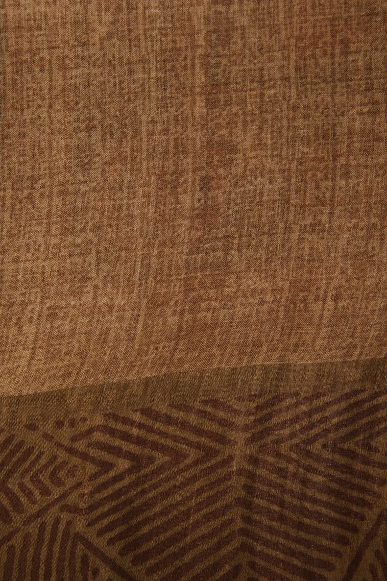 Oat Yellow Tussar Saree with Gold Zari Kalam Kari Pattern view 3