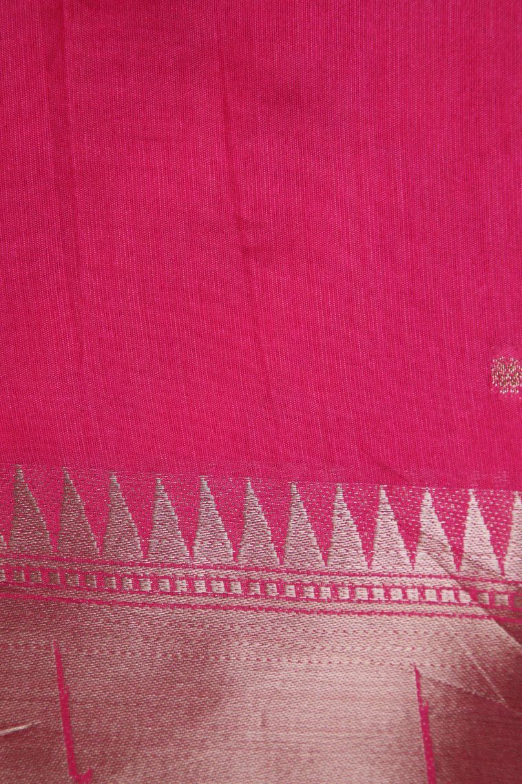 Hot Pink Banaras Sarees with Gold Zari Buttis (small Dots Or Motifs) view 3