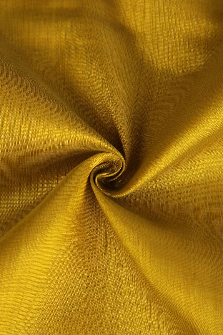 Fawn Yellow Silk Cotton with Gold Zari Plain view 4