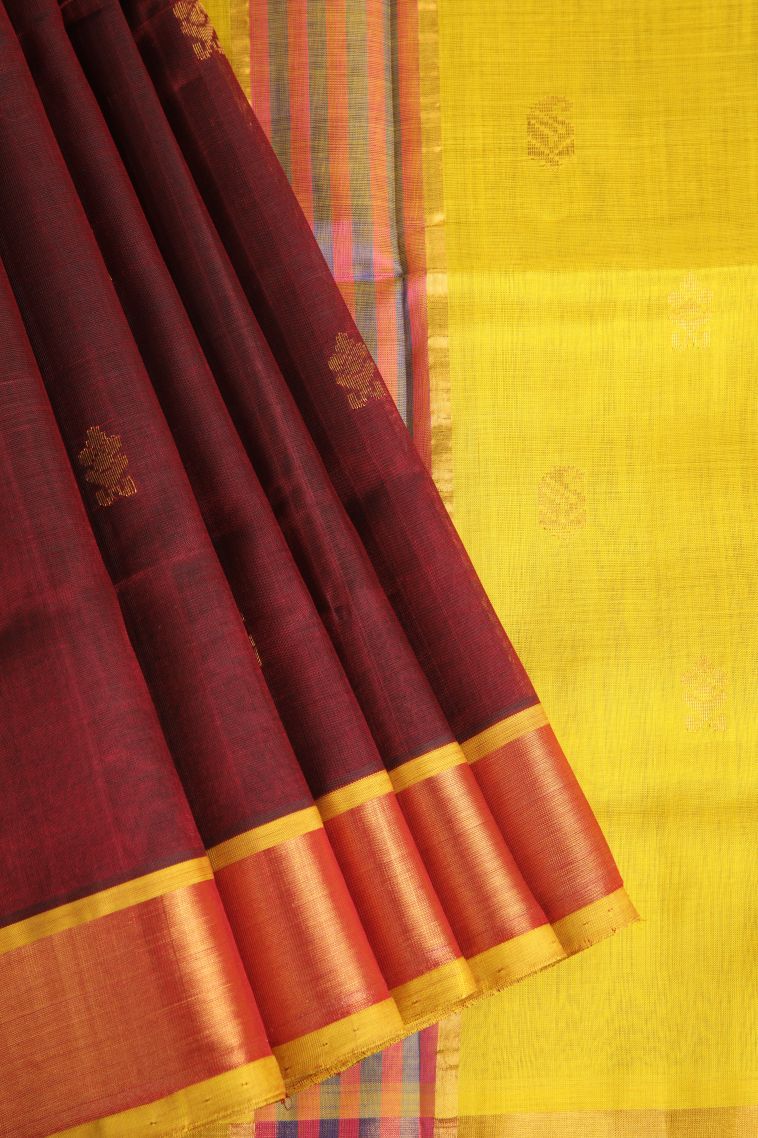 Bindi Red Silk Cotton with Gold Zari Buttis (small Dots Or Motifs) view 1