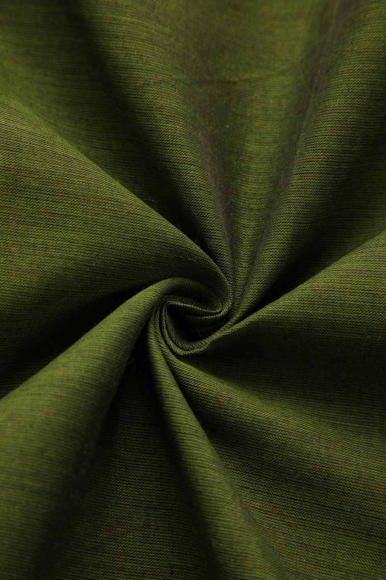 Basil Green Chettinad Cotton Sarees with Gold Zari Plain view 4