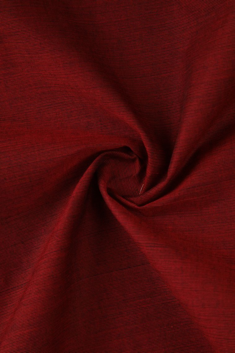 Apple Red Chettinad Cotton Sarees with Gold Zari Plain view 4
