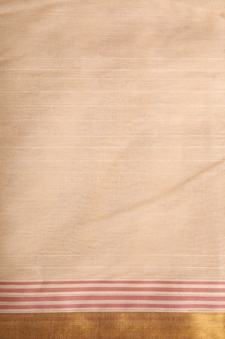 Coconut White Chettinad Cotton Sarees with Without Zari Zari Manga view 3