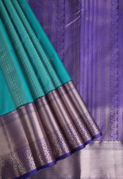 Cerulean Blue Apoorva Silk Sarees with Gold Zari Floral Patterns