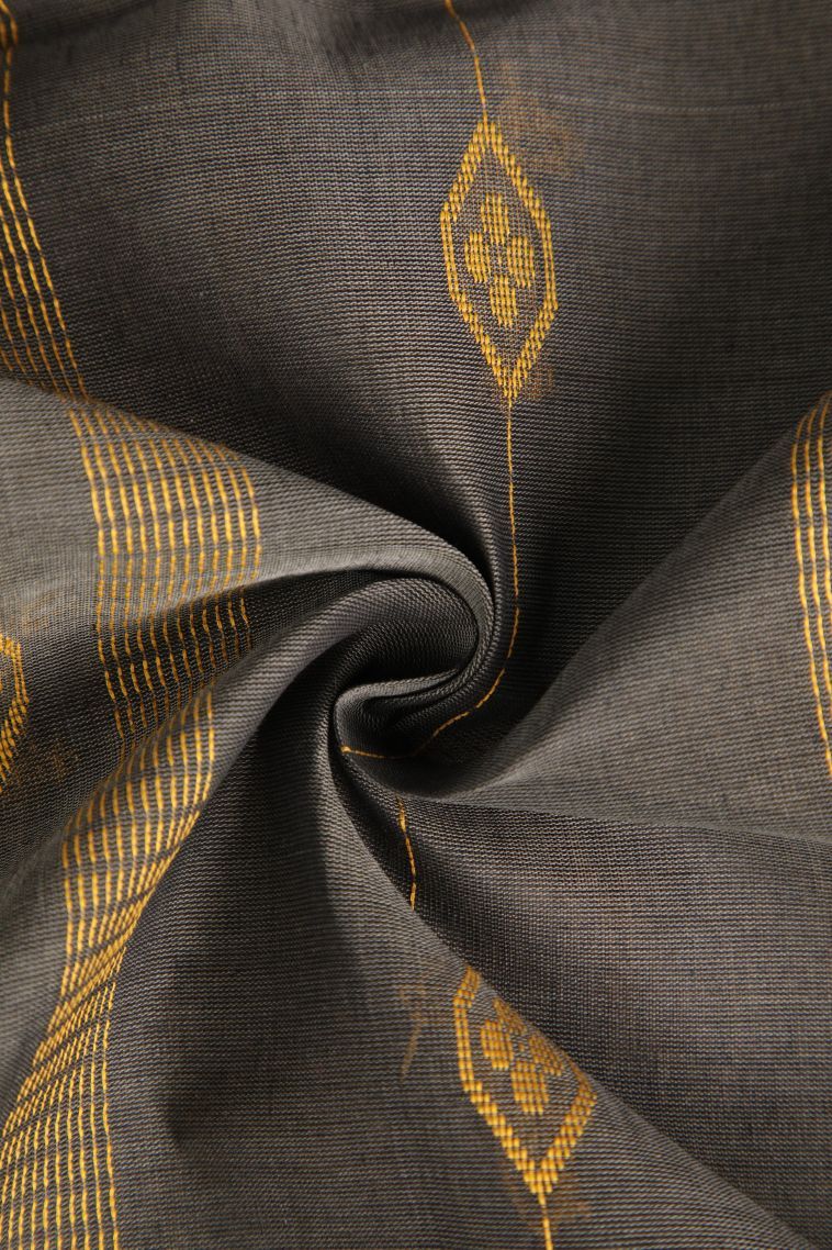 Abbey Black Chettinad Cotton Sarees with Without Zari Zari Straipes And Puttas view 4