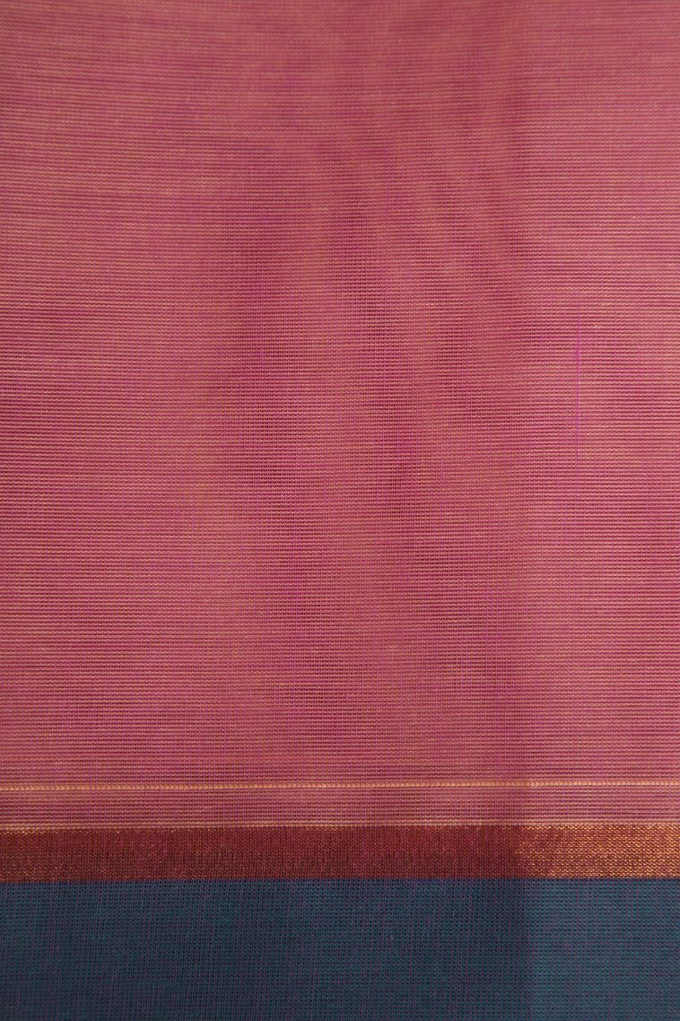 Rose Pink Chettinad Cotton Sarees with Gold Zari Floral Puttas view 3