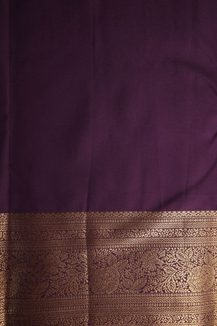Grape Purple Apoorva Silk Sarees with Gold Zari Floral Patterns view 3