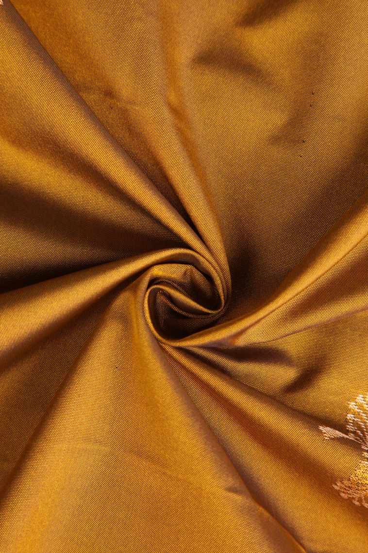 Gold Apoorva Silk Sarees with Copper Zari Floral Puttas view 4
