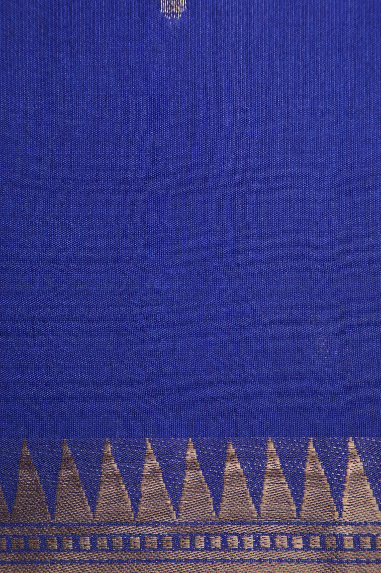 Cobalt Blue Banaras Sarees with Gold Zari Buttis (small Dots Or Motifs) view 3