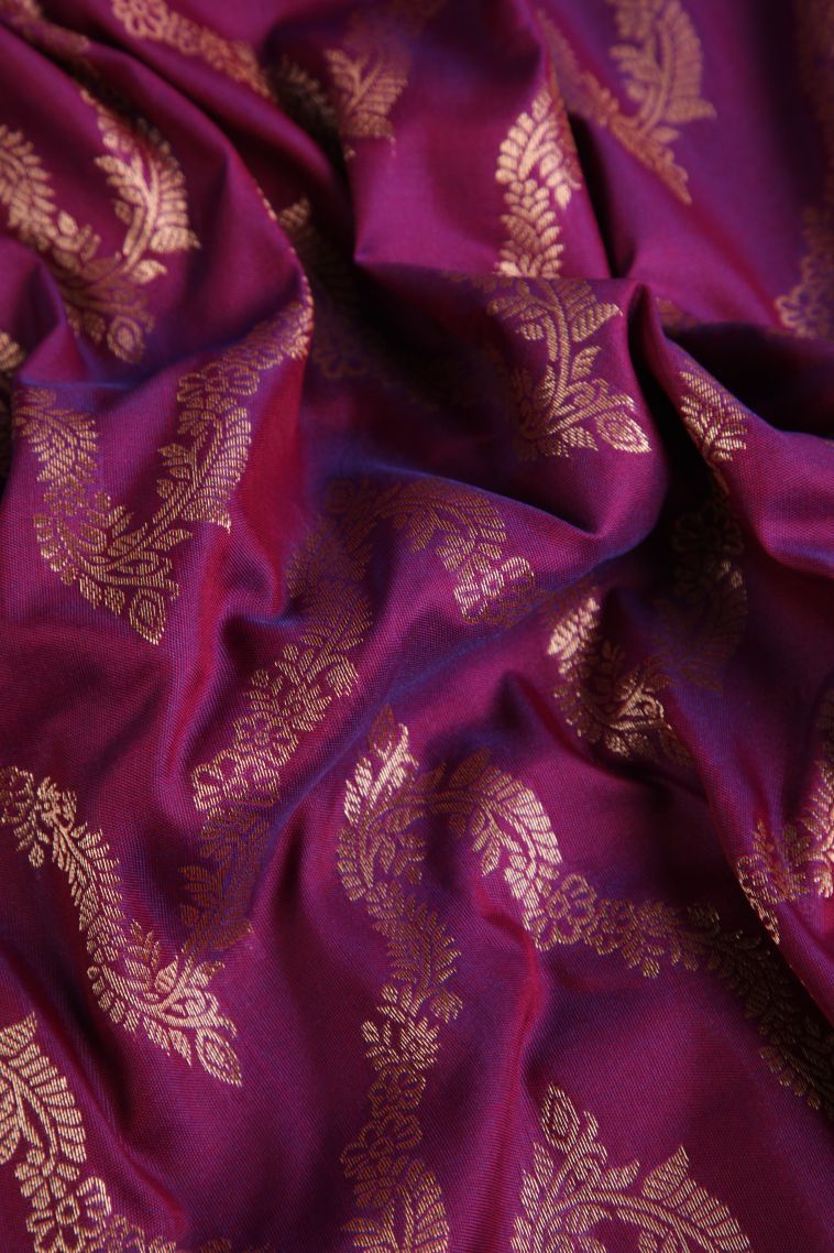 Magenta Purple Apoorva Silk Sarees with Gold Zari Kodi Pattern view 4